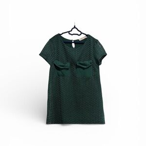 4/$20 Girls Zara Elegant Green Textured Shift Dress with Pockets